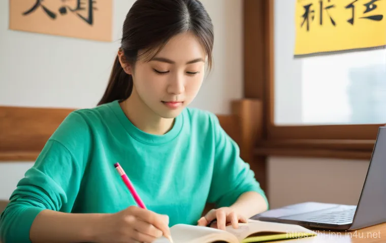 JLPT와 일본어 고급 학습 방법 - **Prompt 1: Focused Japanese Language Study Session**
    A young female student, approximately 17 y...