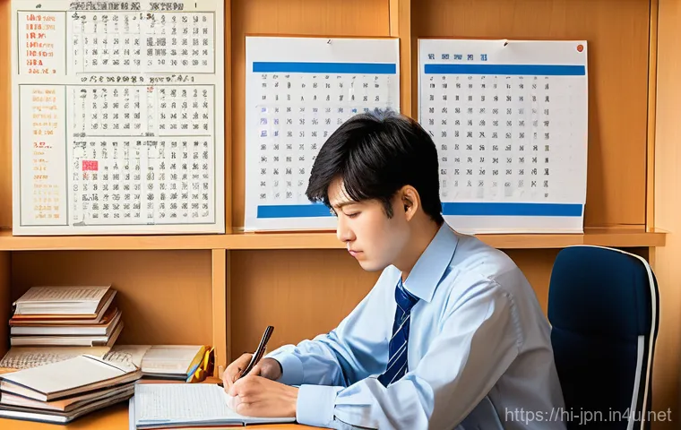 JLPT와 한국어 통번역사 도전기 - **Prompt:** A vibrant and cozy study corner, bathed in soft, warm light from a desk lamp. A young wo...