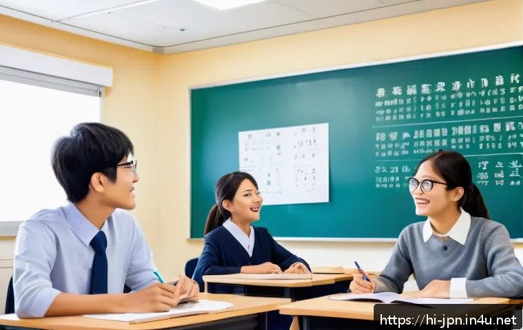 JLPT 취득 후 일본 내 아카데미 설립 사례 - A modern Japanese language academy classroom scene in India, featuring a diverse group of enthusiast...