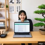 JLPT 시험 후 공부 방향 설정 - A vibrant scene of a young Hindi-speaking learner practicing Japanese daily conversation with a lang...